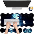 4 in 1 Desk Mat SetMouse Pad with Keyboard Wrist RestWave-Shaped DesignNon-Slip Rubber BaseWaterprooffor HomeOfficeGamingCute Dolphin