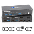 4K HDMI KVM Switch 2 Monitors 2 Computers Dual Monitor Support 4K@60Hz KVM Switcher PC Extended Display for 2 Port Share 4 USB 3.0 HUB Desktop Controller and 2 USB Cables Included