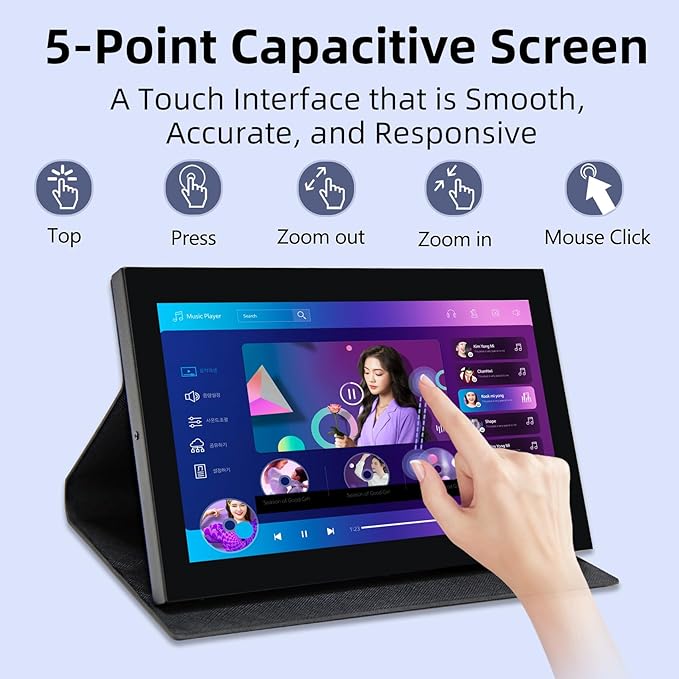 7 inch Portable Monitor 1024x600 HDMI Raspberry Pi Screen Dual-Speaker IPS LCD Display Mini Monitor for Laptop Xbox PS3 Raspberry Pi 5 4B 3B+