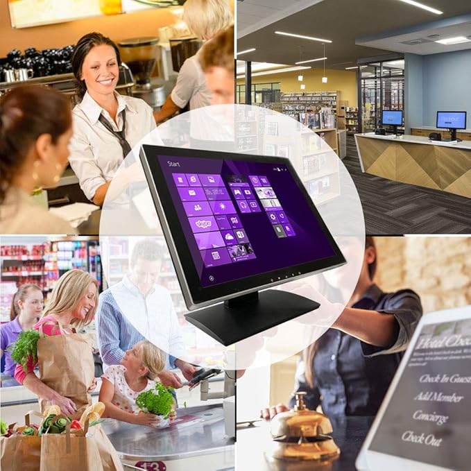 17 Inch Pro Commercial Grade Capacitive LED Backlit Multi-Touch HDMI Monitor 4:3 Display 1280 x 1024 True Flat Seamless Touchscreen Great for Office POS Retail Restaurant Bar Gym Warehouse