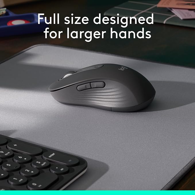 Logitech Signature M650 L Full Size Wireless Mouse - for Large Sized Hands 2-Year Battery Silent Clicks Customizable Side Buttons Bluetooth for PC/Mac/Multi-Device/Chromebook - Classic Red