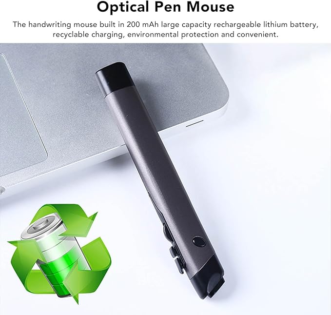 FOSA Wireless Optical Mouse Pen 2.4GHz USB Input Mouse Rechargeable Ergonomic Design 2 Modes for Notebook Desktop 1200 DPI 4 Button