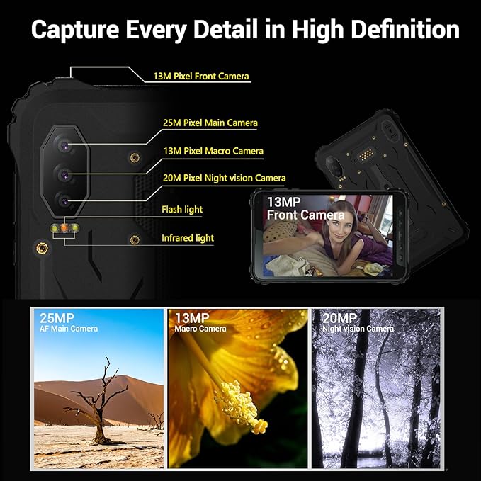 AOZORA K8 Active Rugged Tablet 8 Inch FHD+ 600nits Glove Touch AT&ampT/Verizon Network certified PTCRB T-Mobile Unlocked Qualcomm8-Core 12+128GB 20MP night vision+25MP Camera 10200mAh IP68&ampIP69K