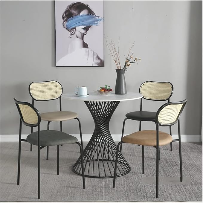 Adjustable Office Computer Chair with Armrest Dining Chair Coffee Shop Leisure Rattan Armchair Kitchen Furniture(Brown)