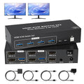 4K HDMI KVM Switch 2 Monitors 2 Computers 4K@60Hz Dual Monitors KVM Switcher 2PC Extended Display for 2 Port Sharing 4 USB 3.0 Hub Keyboard Mouse Hard Drives Printer with 2*USB CablesController