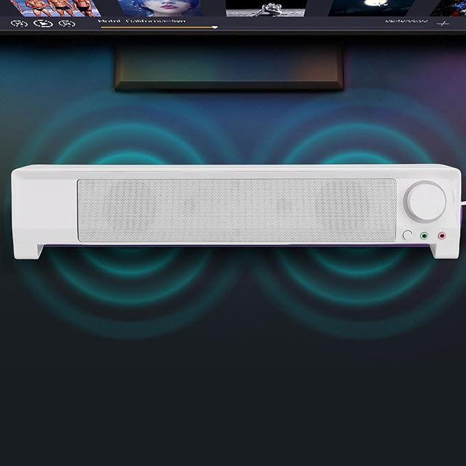 Keenso Computer Speakers Dual High Power Speakers and Digital Signal Processor Bass Technology Non Slip Pads and Space Saving Design with 3.5mm and USB Sound Input Ports for