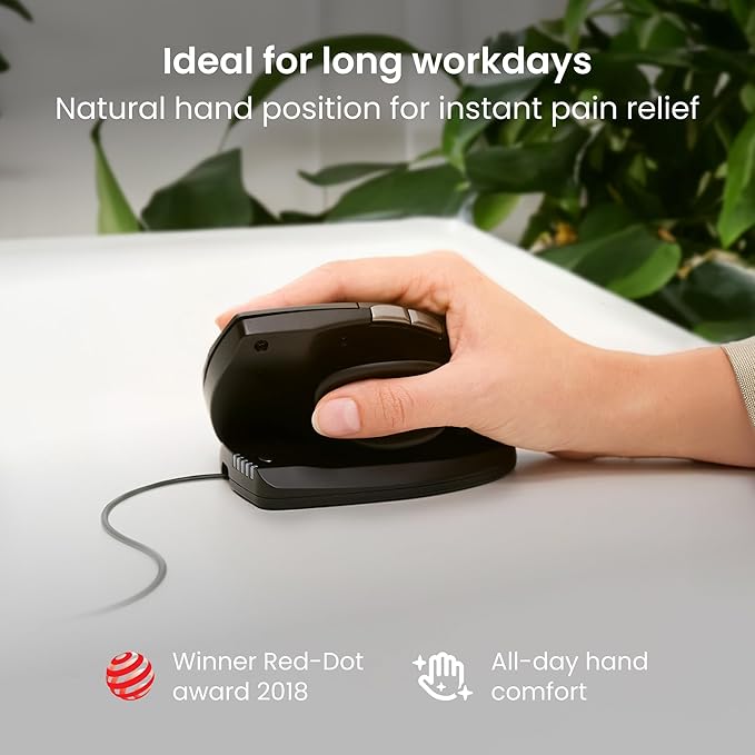 Contour Unimouse Ergonomic Vertical Mouse Adjustable 35°-70° Tilt Angle 6 Programmable Buttons for Productivity Customizable Thumb Rest for Wrist Pain Relief | Plug &amp Play Mac/PC - Wired - Right