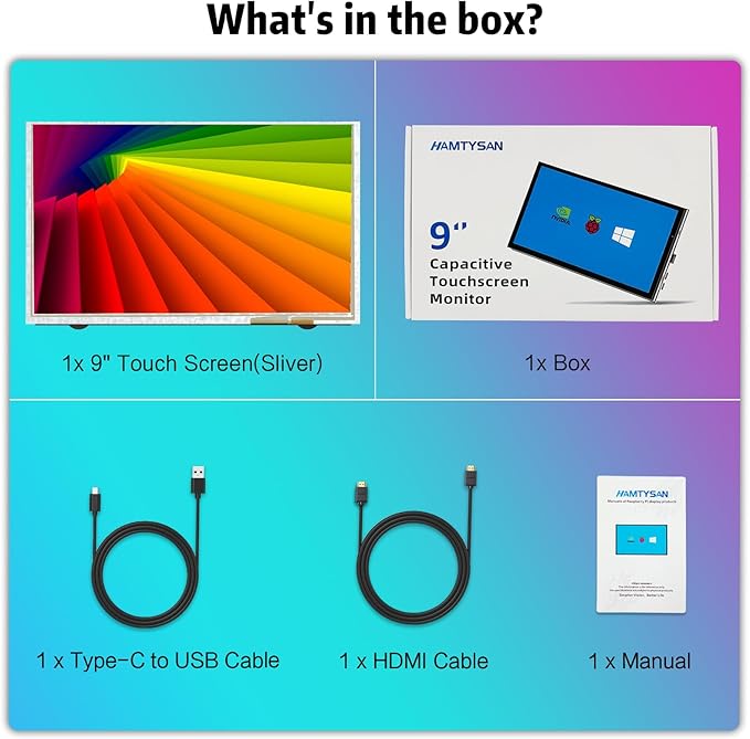 9 Inch Touch Screen Monitor with 1024x600 IPS Screen Mini Monitor for Raspberry Pi Laptop PC (Sliver