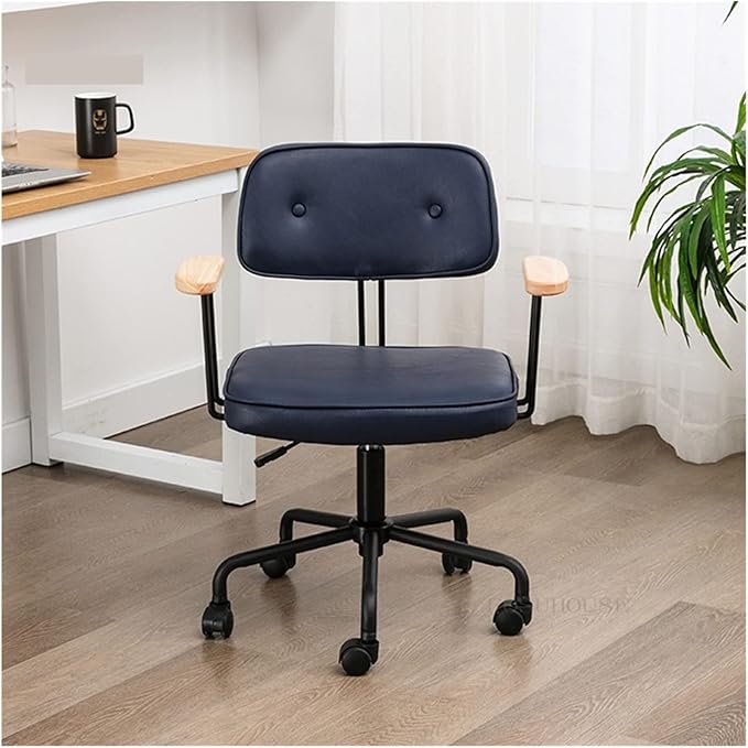 Adjustable Office Computer Chair with Armrest Office Chairs Office Furniture Home Soft Cushion Computer Armchair Lift Swivel Gaming Chair(Blue-armrest)