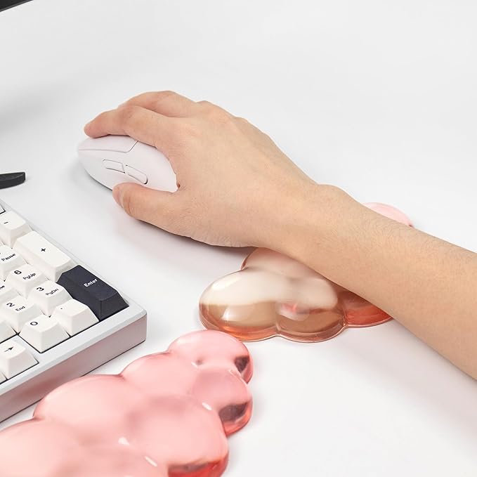 Gel Keyboard and Mouse Wrist Rest Set – Clear Cloud Wrist Rest for Computer Keyboard 60%/68%/75% Comfort &amp Support for Typing and Gaming(Orange)