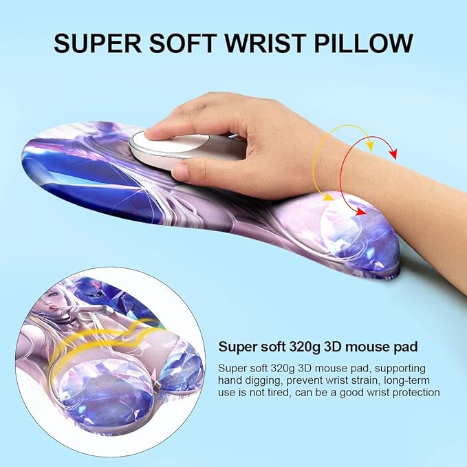 KG Alpha 3D Mouse Pad Anime Silicone Wrist Rest Support Gaming Mousepad… (Kda Ahri)