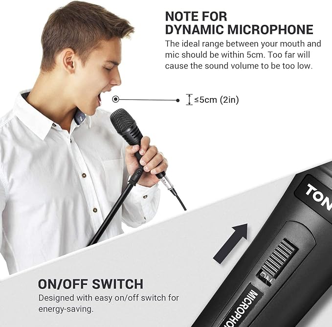 TONOR K1 Vocal Microphone for Singing Dynamic Handheld Wired Karaoke Mic Microfono with 5M XLR to 1/4 Cable Compatible with Amp Mixer Suitable for Speech Karaoke and Outdoor Activities