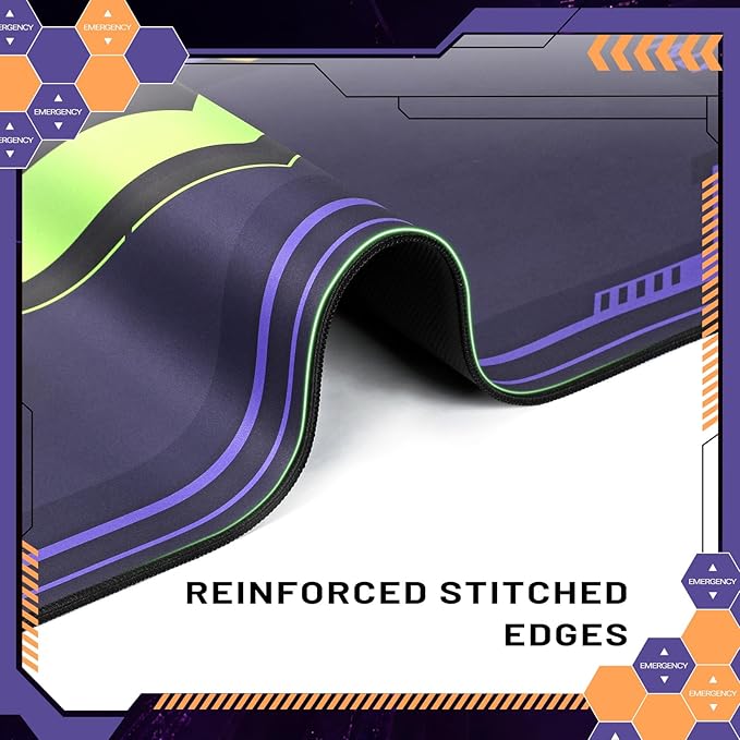 Gaming Mouse Pad 35.4x15.7 | Neon Genesis Evangelion - EVA Unit - 01 &amp NERV Iconic Design | Anti - Slip Base &amp Stitched Reinforced Edges for Gaming &amp Office