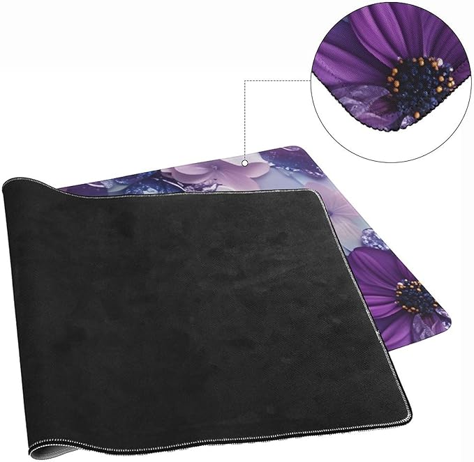 Purple Butterfly Floral Mouse Pad Large Desk Mat Extended Keyboard Mouse Pad with Non-Slip Base and Stitched Edge Mouse Mat Desk Pad 36x16 Mouse Pads for Desk Home Office Gaming
