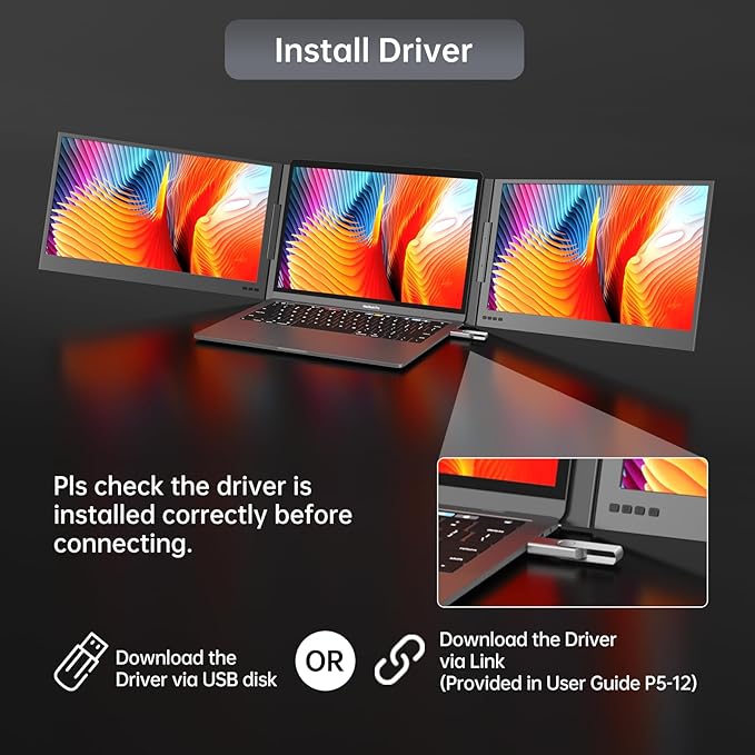MT-VIKI 15.6 inch Laptop Screen Extender Potable Monitor for Laptop Only One USB-C Cable Connection Compatiable with Win/Mac (M1~M5) FHD 1080P 360° Rotation【Included Carrying Bag】