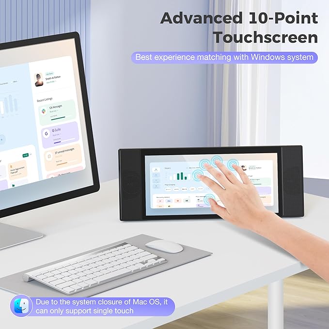 Laptop Screen Extender 12.3 IPS FHD High Brightness 600CD/㎡Gaming Monitor with Foldable Kickstand/Dual Speakers Travel Touch Screen Monitor for Windows Mac PC Laptop Phone PS5/Switch