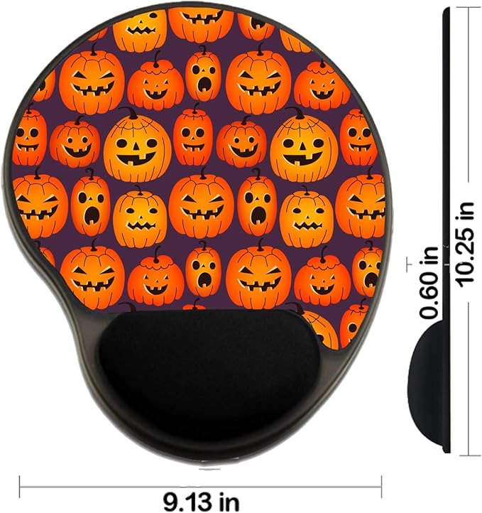MSD Mousepad Wrist Rest Protected Mouse Pads Mat with Wrist Support Halloween Background with Funny Pumpkins Image ID 23
