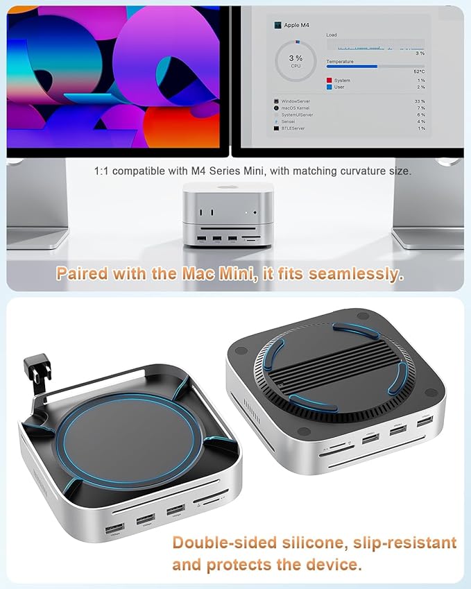 Mac mini M4 Dock &amp Stand DisplayPort 8K@120Hz Hub for Mac mini M4/M4 Pro 2024 with 8TB NVMe SSD Enclosure 10 in 1 with DP 5*USB-A/C 10Gbps Ports SD/TF Audio for Mac mini M4 Mac mini M4 Pro