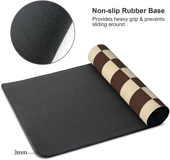 Brown Checkered Mouse Pad Large Desk Mat for Keyboard and Mouse Non-Slip Gaming Mousepad Office Desk Accessories for Computer 35.4x15.7Inch