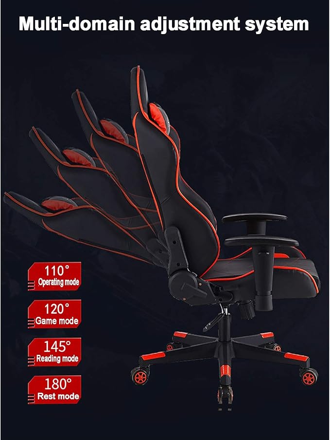 Office Chair Gaming Chair Computer Chair Racing Style Game Chair with Headrest and Lumbar PillowHigh Back Gaming ChairAndrgonomic Computer Chair E-Sports Swivel Chair PU Leather Gamer Chai