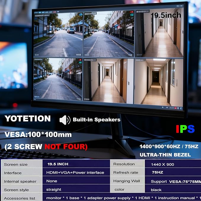 19.5-inch Professional HD Monitor (1440 x 900) 75Hz Refresh Rate with Audio Visual Protection Technology Blue Light Filter and Flicker-Free Technology (HDMI and VGA Ports)