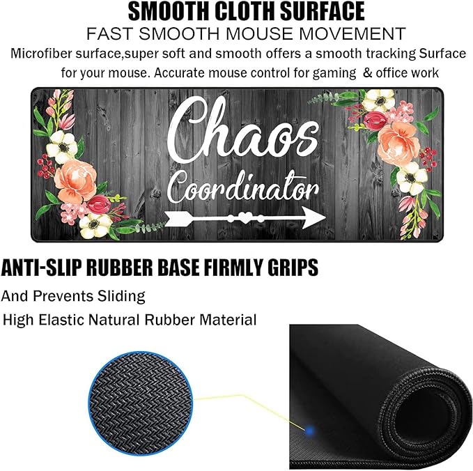 Large Gaming Mouse Pad Keyboard Wrist Rest pad + Mouse Wrist pad + Coaster Set Extended Waterproof Non-Slip Table mat Suitable for Home Office Learning Games - Chaos Coordinator