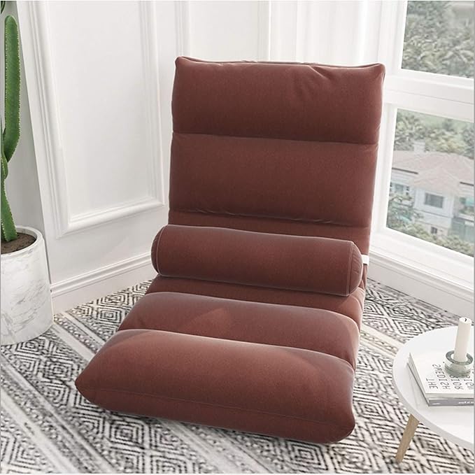 Adjustable 5Position Floor Chair-Pillow Gaming Chair-Comfortable Back Support-Cushion Dorm Rocker-Gamer-Comfy for Reading Game Meditating-Simplicity Style-and Free Long Bolster Pillow (RED)