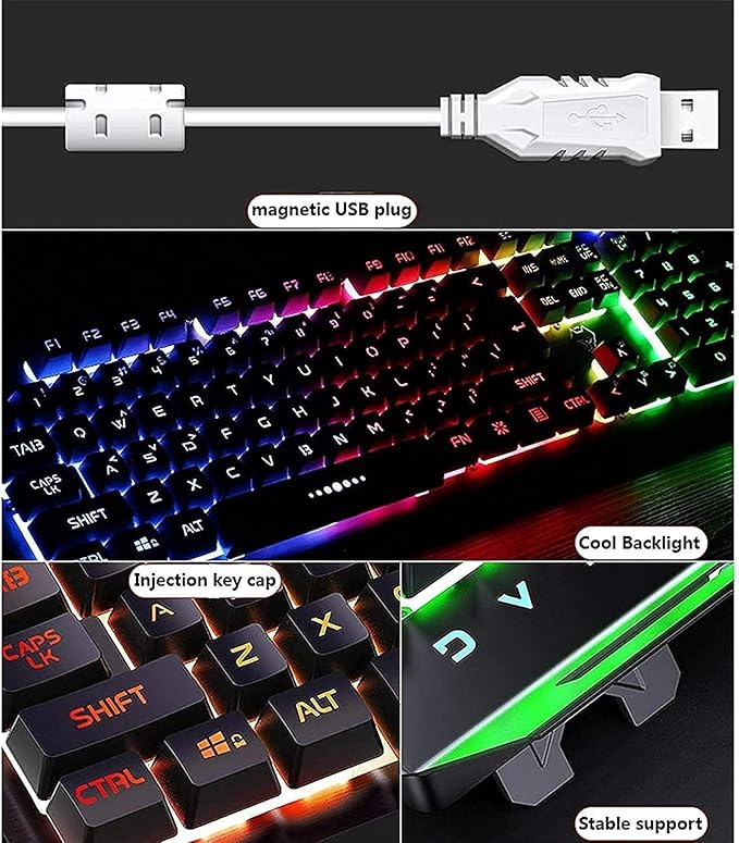 Gaming Keyboard and Mouse ComboUSB Wired for PC Laptop Computer Gamer Mechanical Feel Suspensionfor PC Laptop Computer Game and Work