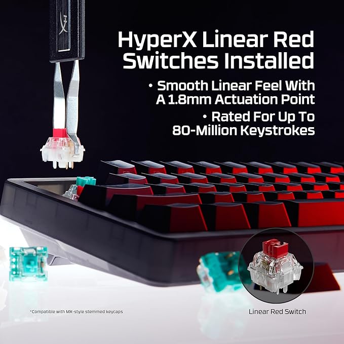 HyperX Origins 2 65 – Gaming Keyboard PC Swappable Housing Hotswap Switches High Profile 65% Layout 8k Polling Adjustable Angle Mechanical Switches