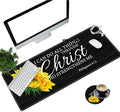 Desk Pad Mat Large Mouse Pad XL Extended Mousepad Gaming with Sunflower Bible 31.5 *11.8 Huge Mouse Pads for Computer Laptop Home Office + Cup Coaster