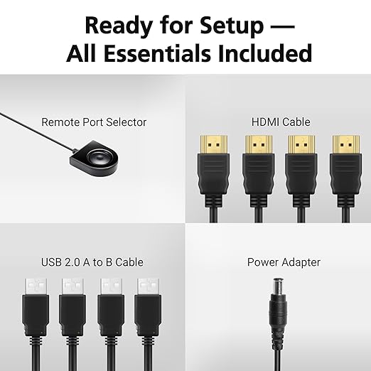 ATEN CS784H 4-Port USB HDMI KVM Switch - 4K UHD 60Hz Audio Support Peripheral Sharing USB 2.0 Hub Remote Port Selector – Control 4 HDMI Computers with One Keyboard Mouse Monitor