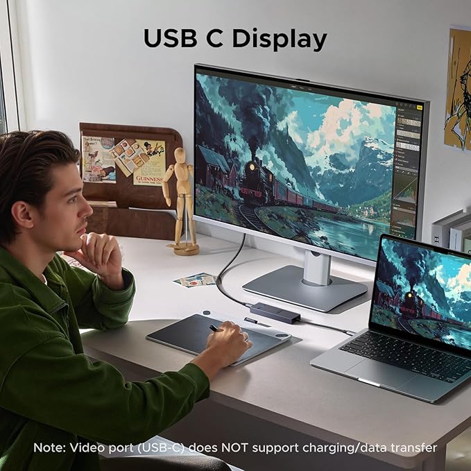 UGREEN Revodok USB-C Hub 4K@60Hz Video Adapter 10Gbps 2×USB-A 3.2 + 2×USB-C 3.2 100W PD USB Hub Splitter Compatible with Portable Monitor MacBook Pro/Air iPad Pro Steam Deck Dell XPS