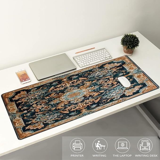Color Flower Pattern Large Mouse Pad Gaming Mousepad Desk Mat for Desktop Computer Keyboard Waterproof Mouse Mat Desk Pad with Non-Slip Base for Game School Office Home 35.4 x 15.7