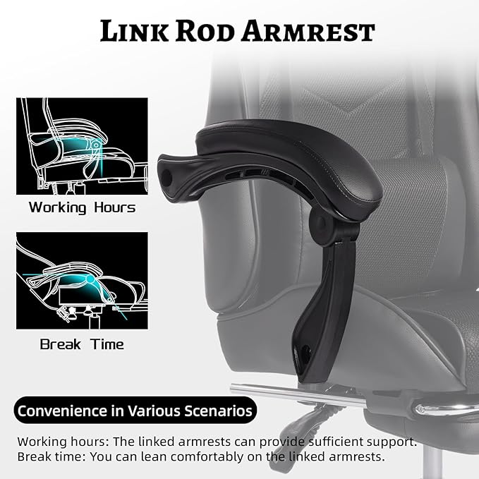 2026 Ergonomic Gaming Chair with Massage Lumbar Support &amp Footrest - Racing Style Office Chair for Esports Work from Home and Relaxation - Adjustable Recliner with Sync-Tilt Armrests (Black)
