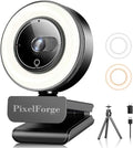 4K Webcam for PC with Microphone &amp Light &amp Privacy Cover Web Camera for Desktop Computer/Laptop/Monitor/Mac USB Streaming Camera for Zoom/Skype/Teams/Video Calling/Studying and Conference