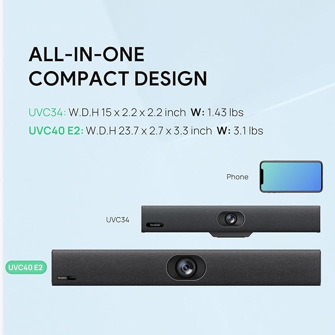 Yealink UVC40 E2 USB Conference Room Camera System 4K Video Conference Camera 120° Wide-Angle Lens 8 Microphone 5W High-Fidelity Speaker Auto Framing Speaker Tracking Compatible with Microsoft Zoom