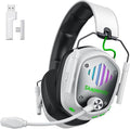 Wireless Gaming Headset for PC PS5 PS4 Switch Mac Mobile Phone USB&ampType-C 2.4GHz Gaming Headphones with ENC Noise Cancelling Mic 50mm Drivers 3D Surround Sound Cool RGB Light 50H GameTim