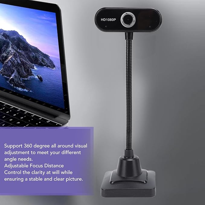 GOWENIC Web Camera 1080P USB Computer Camera with 3 Meter Omnidirectional Noise Reduction Microphone Wide Angle for Vista