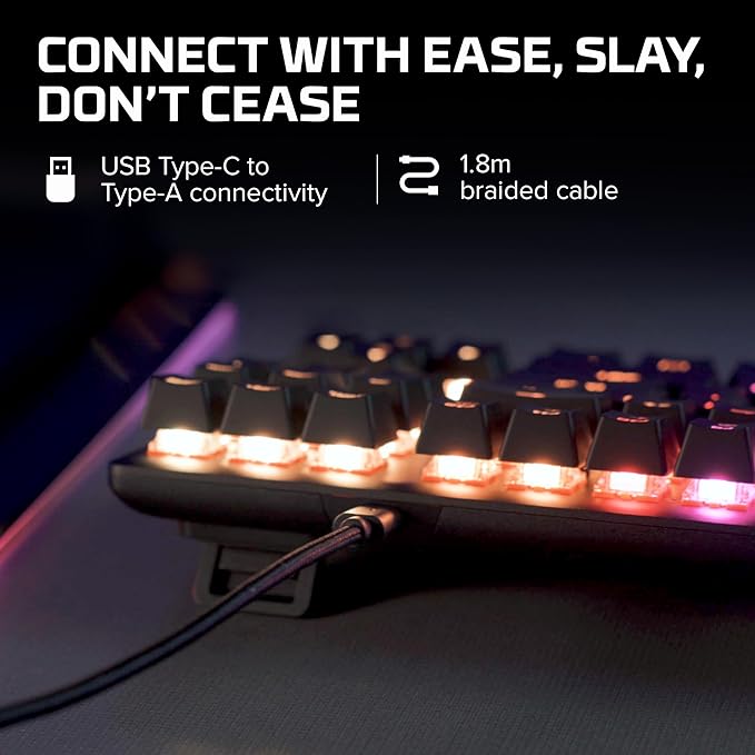 HyperX Alloy Origins Core - Tenkeyless Mechanical Gaming Keyboard Software Controlled Light &amp Macro Customization Compact Form Factor RGB LED Backlit Tactile HyperX Aqua SwitchBlack