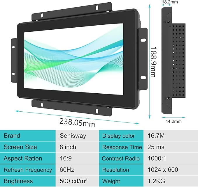 9.7 Inch Industrial Touch Monitors 10 Points Embedded Open Frame Monitor 1024x 768 @ 60Hz TFT LCD Suitable for kiosks ATMs Vending Machines