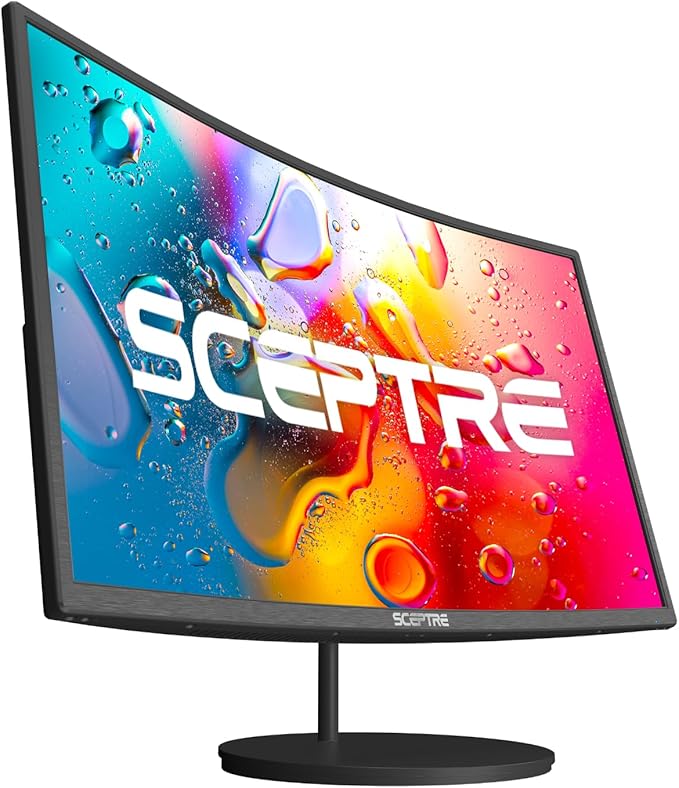 New_Sceptre_C248W 24'' Curved 75Hz Gaming LED Monitor Full HD 1080P HDMI VGA Speakers VESA Wall Mount Ready Metal Black ‎Metal Black