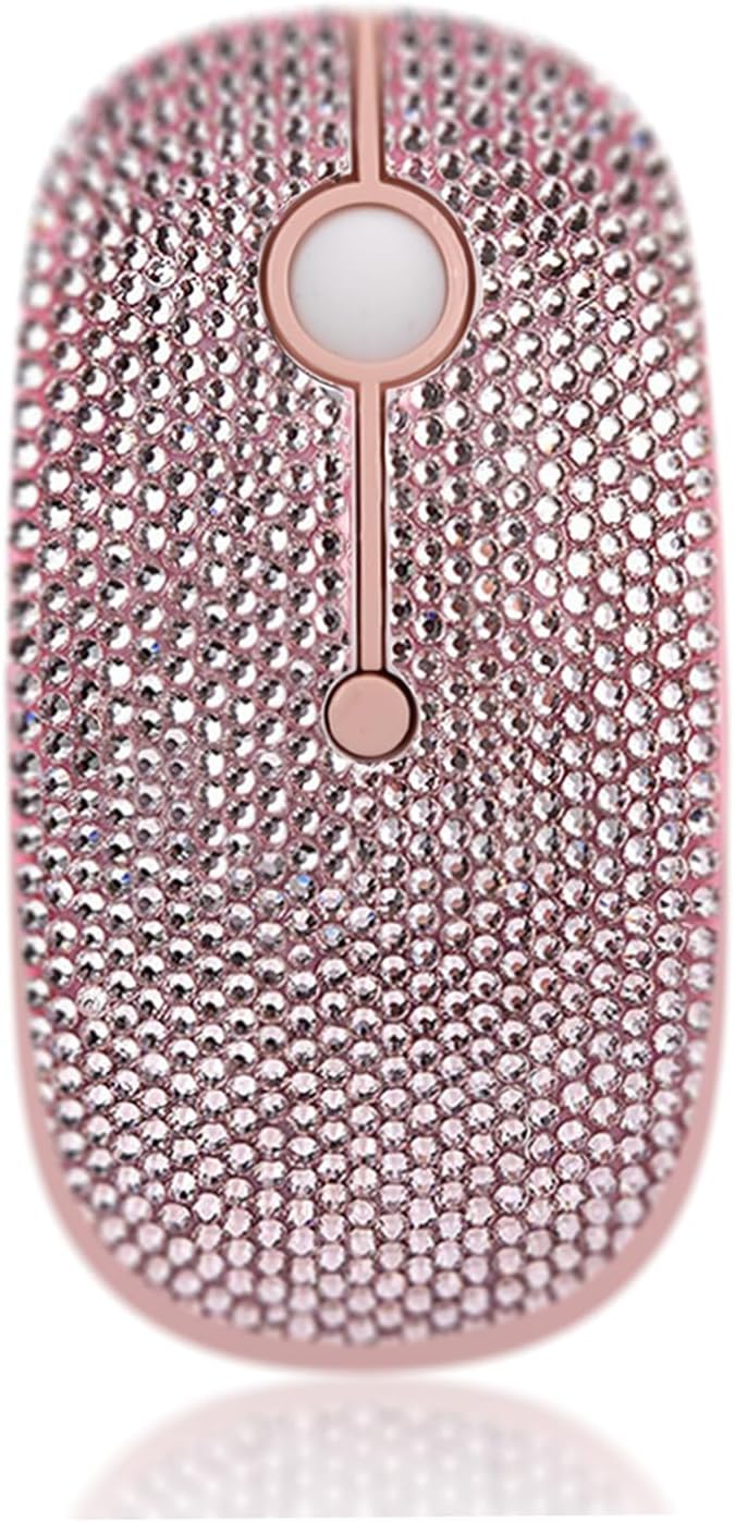WONGS Luxury Bling Dazzling Pink Austrian Crystal Rhinestone 2.4G Wireless Mouse for Laptop Notebook PC Computer MacBook Girls Gift - Pink