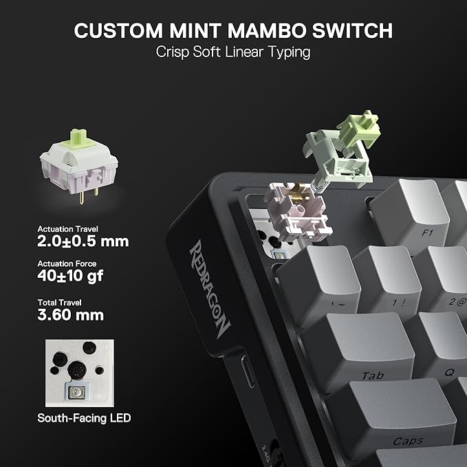 Redragon K743 PRO GB 80% Gasket RGB Gaming Keyboard w/Hype 1.14’’ TFT Screen &amp Knob 84 Keys Mechanical Keyboard 5-Layer Noise Dampening Hot-Swap South-Facing RGB Socket Gradient PBT Keycaps