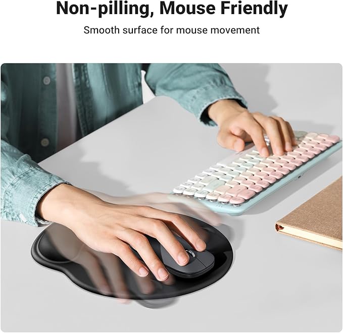 UGREEN Ergonomic Mouse Pad with Wrist Rest Support Memory Foam Smooth Surface Non-Slip Base Black/White