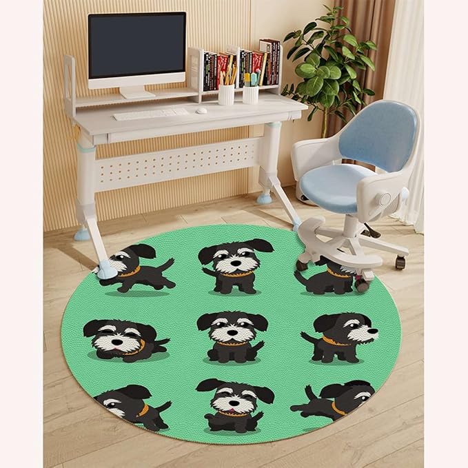 Multicolor PU Leather Computer Gaming Rolling Chair Mat Dogs Studio Shot for Carpet Desk Chair Mat Computer Chair Mat Floor Protector for Office Gaming Room Animals Pattern Diameter 39.4 in