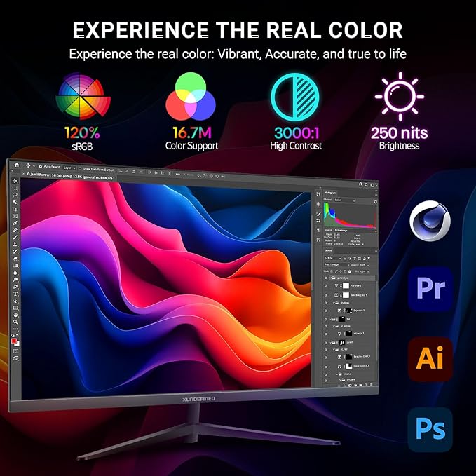 32 Inch 4K UHD Monitor with Ultra-Thin Bezels 3840 x 2160 Fast IPS Computer Monitor 3000:1 Contrast sRGB 120% G-SYNC Compatible Eye Care Screen With HDMI DisplayPort for Home and Office VESA