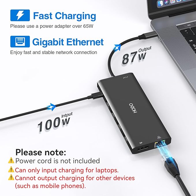 Dell HP USB C Docking Station - Dual/3 Monitor Triple Display 2X HDMI 4K DP Ethernet 6 USB PD SD/TF Audio Adapter 14 in 1 for Lenovo