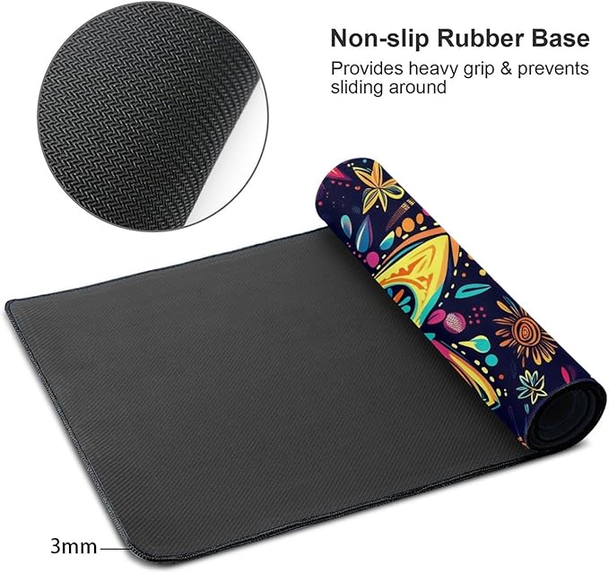 Boho Star Floral Desk Cover MatExtended Large Mouse PadComputer Laptop Mat Desk Decor for Office Game Home 30x16 Inch