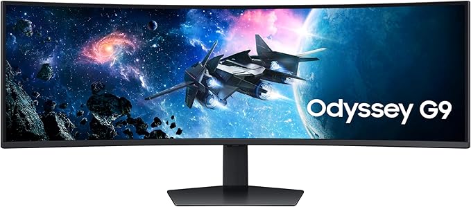 SAMSUNG 49-Inch Odyssey G9 Series DQHD 1000R Curved Gaming Monitor 1ms(GtG) VESA DisplayHDR 1000 240Hz AMD FreeSync Premium Pro Height Adjustable Stand LS49CG954ENXZA 2024 (Renewed) Black
