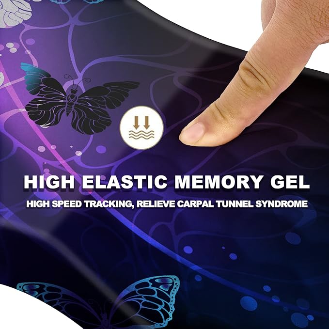 Ergonomic Mouse Pad with Wrist Rest Support Massage Design Mouse pad Relief Carpal Tunnel Pain Entire Memory Foam Non-Slip Mouse Pad Computer Mouse Pads for Wireless Mouse Pad Cool Butterfly